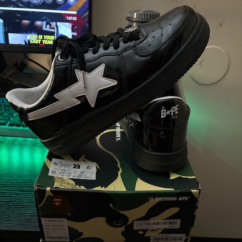 BAPE Black and White low trainers